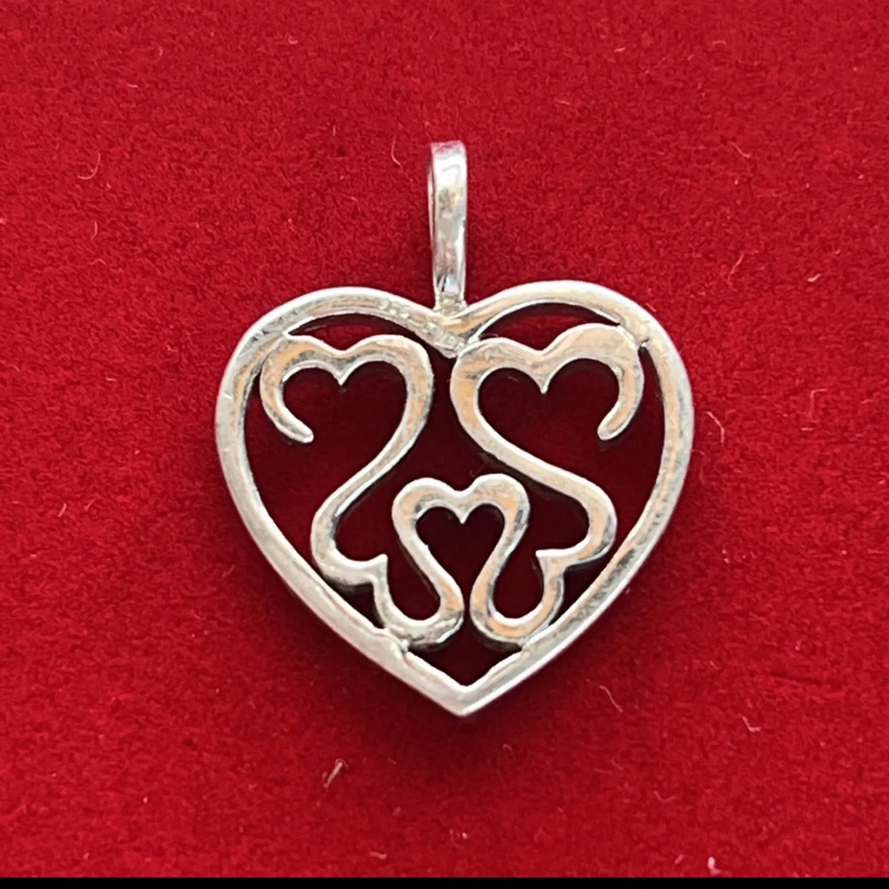 JWBR Kay Jewelers 925 Sterling Silver Double Open Hearts Family Pendant Retired